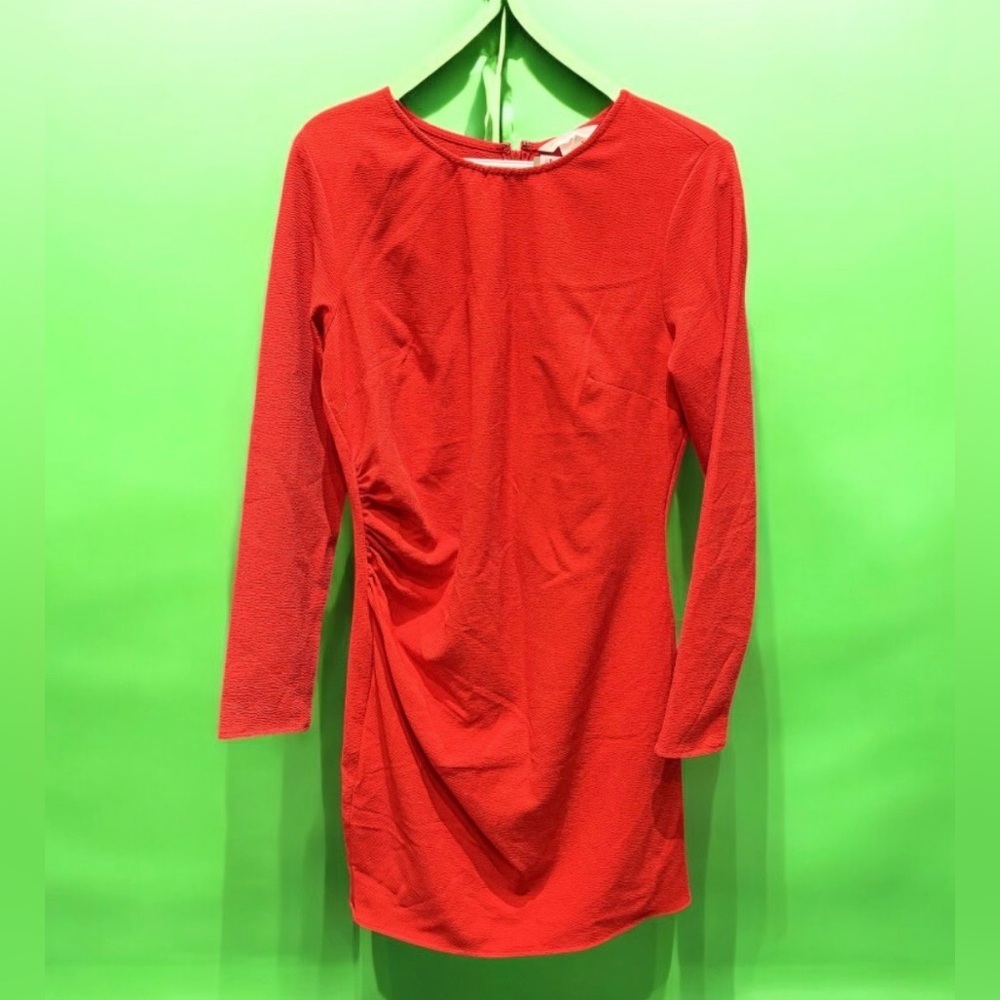 NEW H&M Elegant Red Long Sleeve Dress MEDIUM pit to pit 17in length 35in